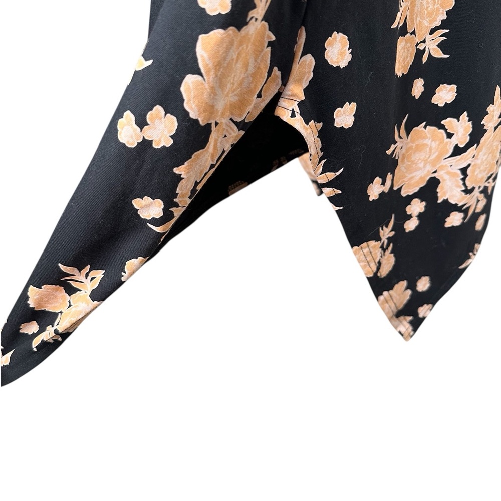 Pact Twilight Floral Fit & Flare Midi Dress Handkerchief Hem Size Large Black - Picture 3 of 10